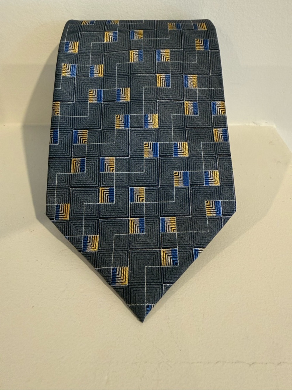 Arrow Men's Geometric Tie in Navy, Yellow, and Blue